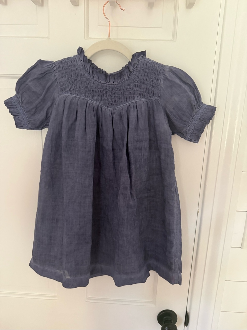 Kids Sea New York Chambray/Lavender Smocked Linen Dress